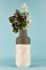 Aberto Design BK004 Maceta Decorativa de Cerámica Pintada a Mano Blanca